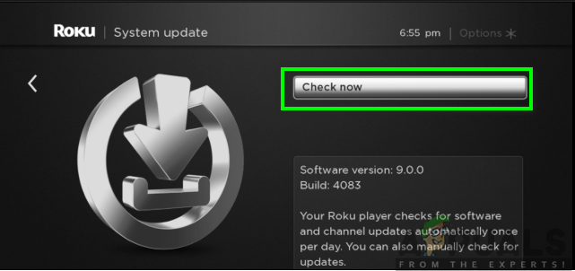 Clicking on Check Now