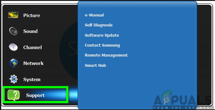 Selecting the Support Section