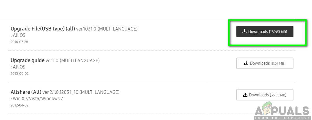 Downloading the Upgrade File