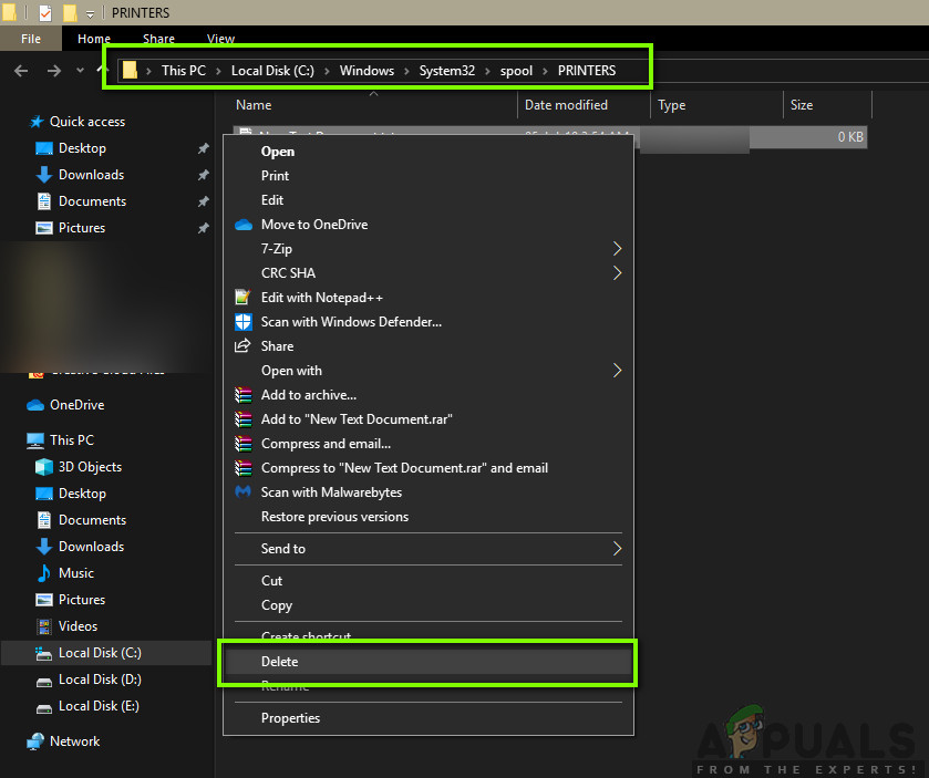 Deleting Spooler Files