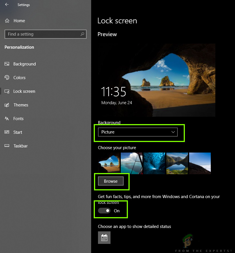 Background Picture options - Settings