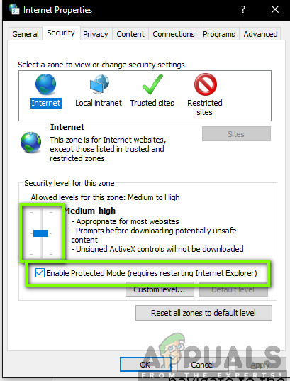 Disabling Protected Mode - IE