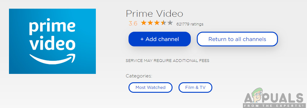 Installing Prime Video Channel - Roku