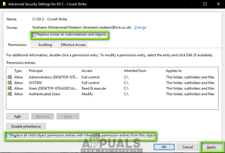 Setting Ownership Preferences