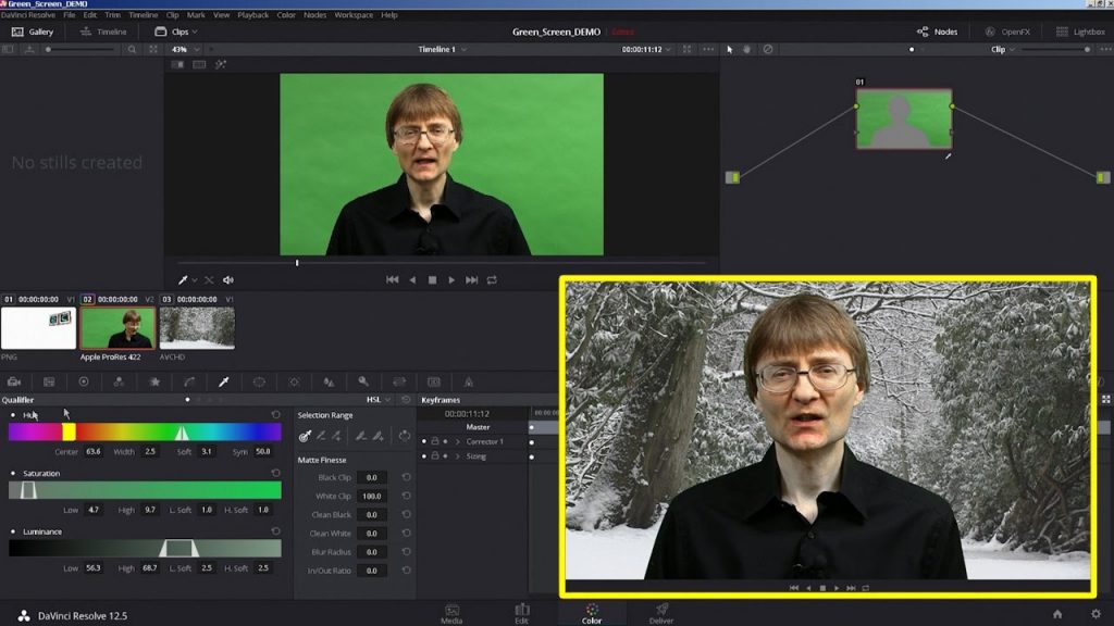 green screen in davinci resolve 15