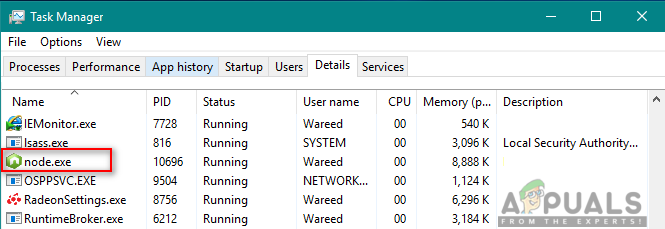 stop node js windows