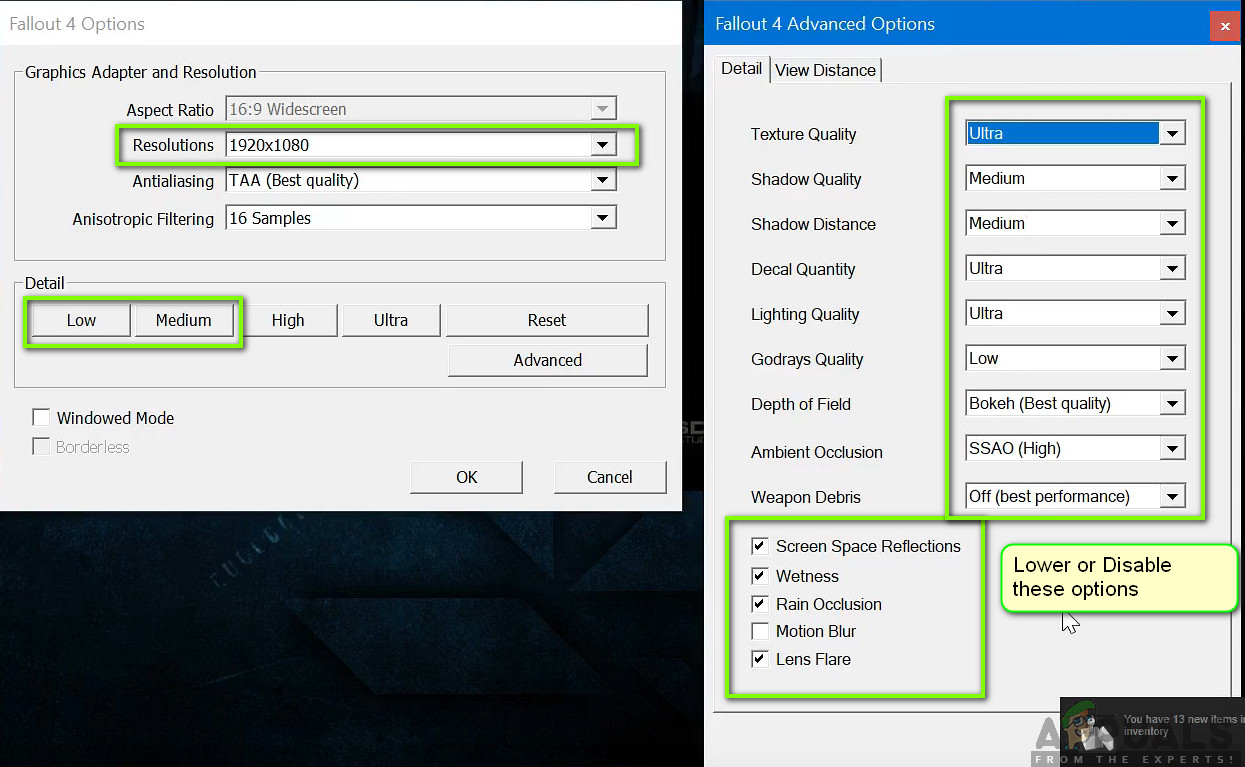 Reducing Fallout 4 Graphics 