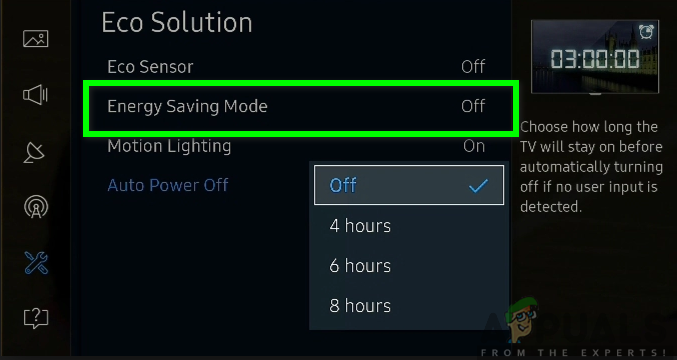Turning off energy-saving mode