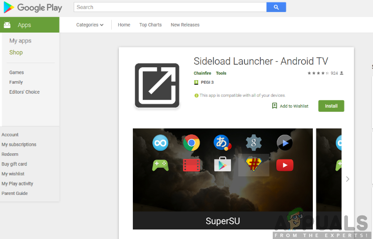 Installation of Sideload Launcher app