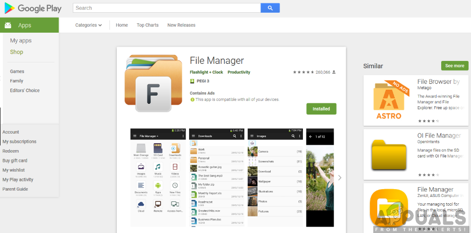 Downloading file manager app