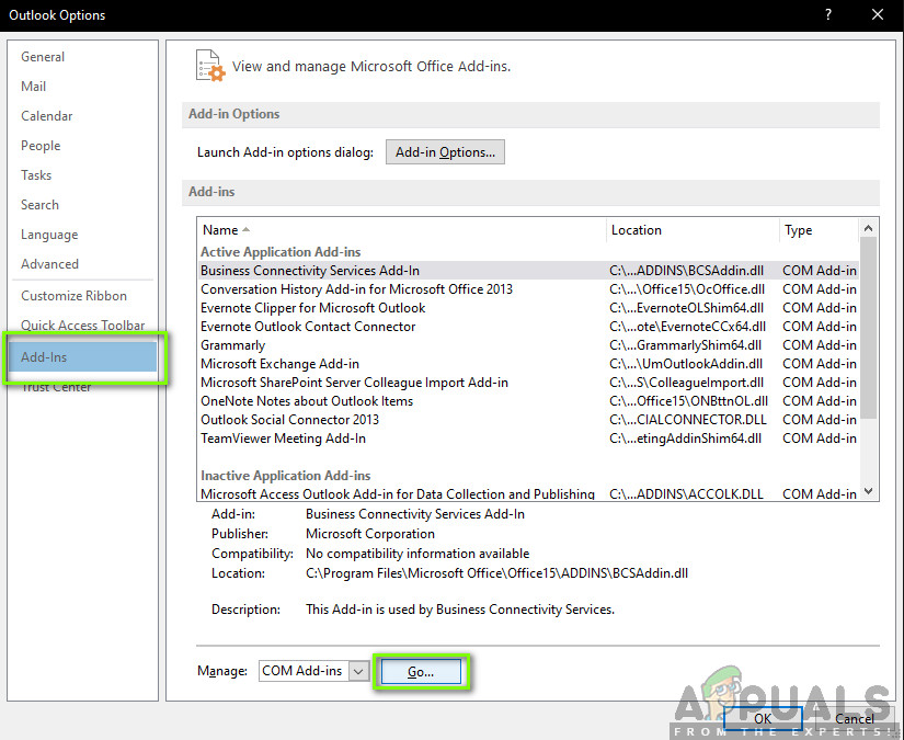 Add-in settings - Outlook