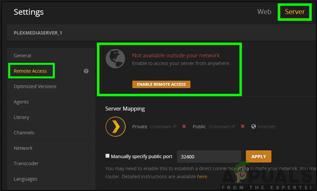 Enabling the remote access
