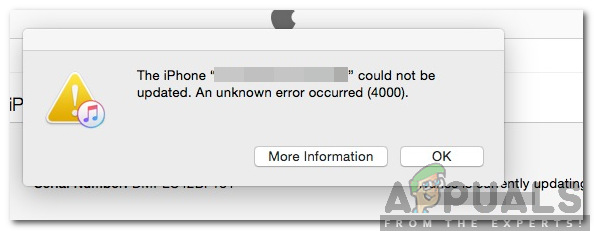 How To Fix Update Error 4000 On Iphone Appuals Com