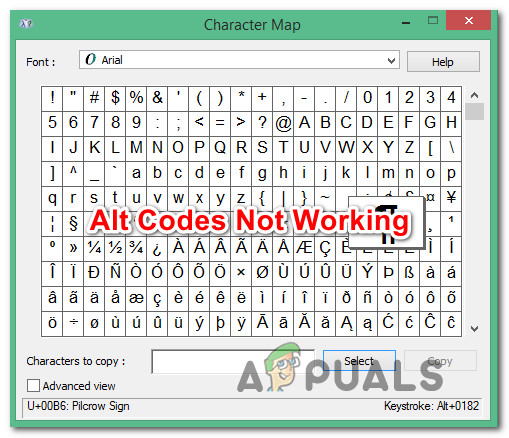 ascii codes for symbols alt