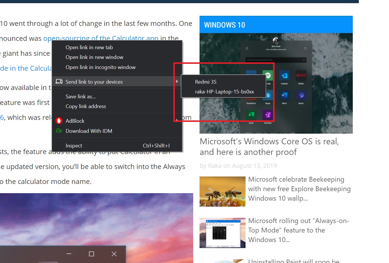 Send Webpages Chrome