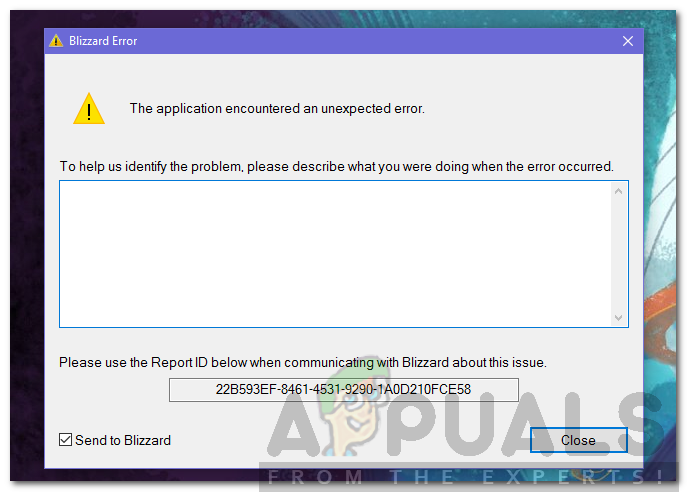 the application encountered an unexpected error battle.net