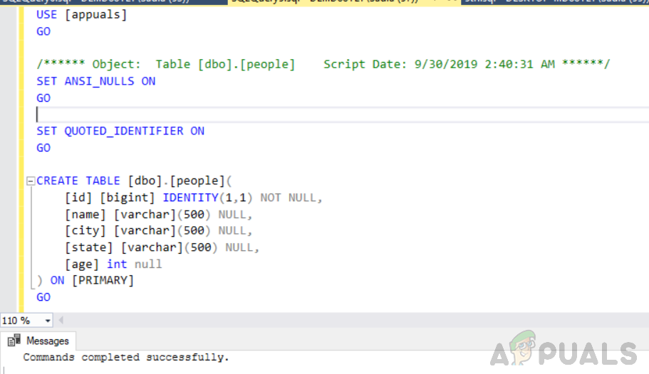 People table creation