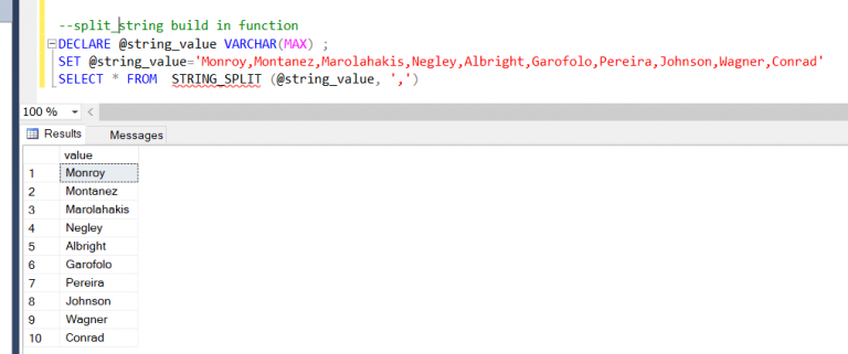 How to Split a String by a Delimited Char in SQL Server?