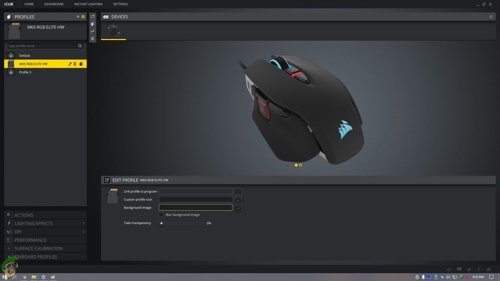 corsair mouse settings