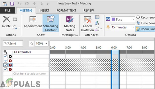 Fix: Scheduling Assistant Free/Busy Data could not be retrieved