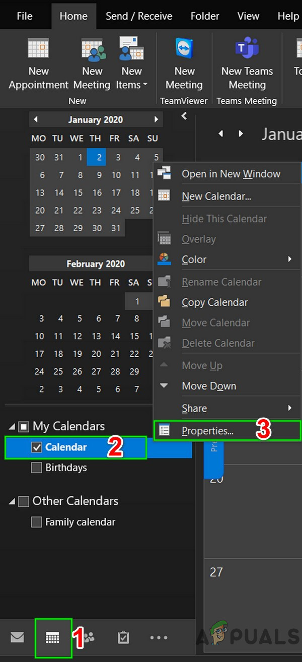 calendar permissions greyed out outlook 2016