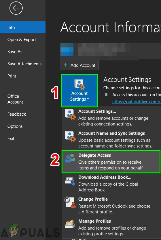outlook for office 365 permissions is grayed out