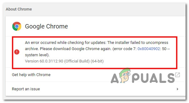 how to fix google chrome update error