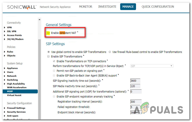 Enabling Consistent NAT on SonicWall