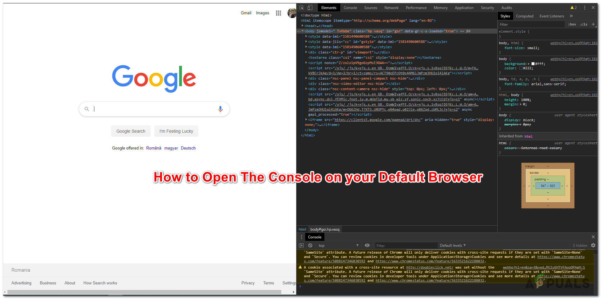 browser console safari