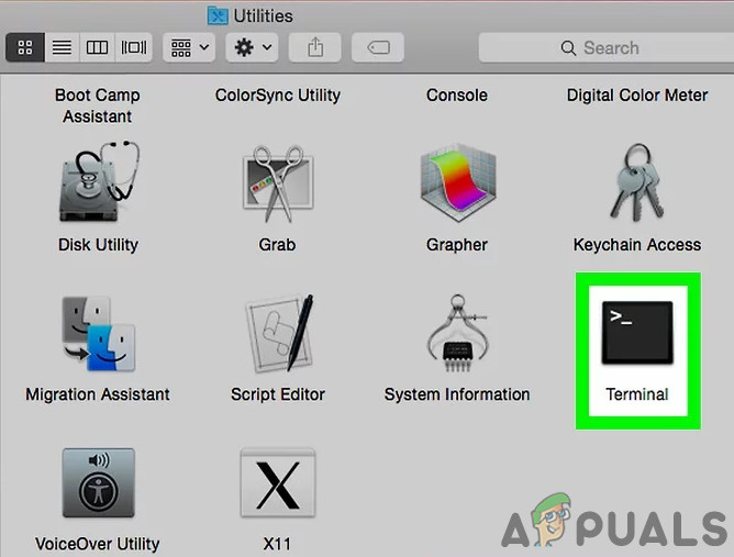 Open Terminal in Utilities in Mac