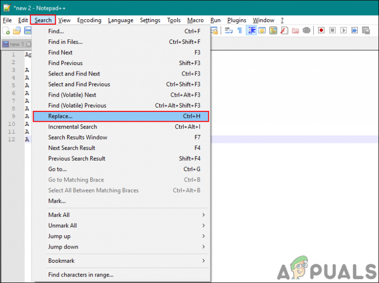 Find And Replace String Character Symbol With A New Line In Notepad 