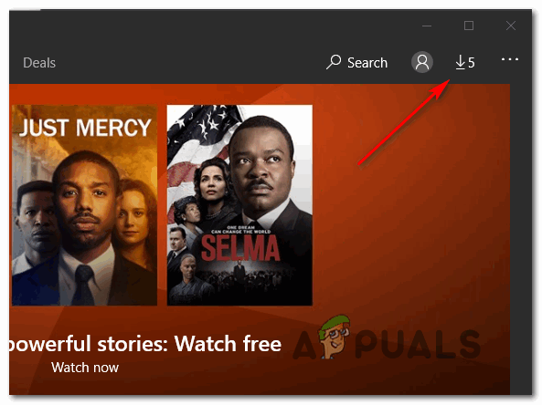 Accessing the Update tab of Microsoft Store
