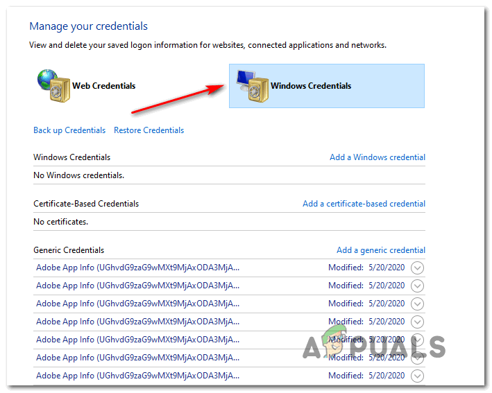 Opening Windows Credentials