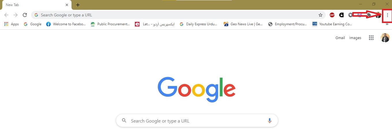Launch Chrome and open menu 