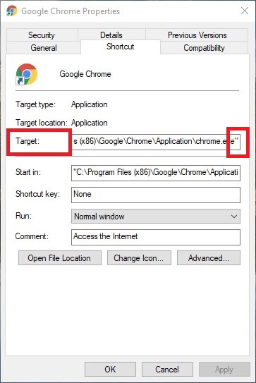 Click in the Target Field