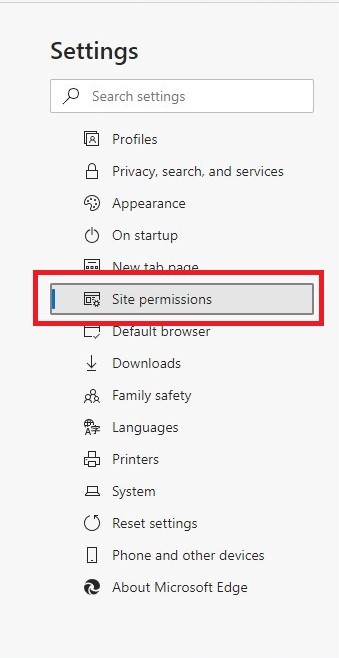 Click on Site Permissions