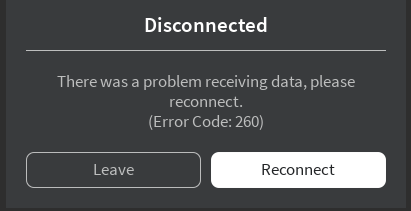 what is roblox error code 260