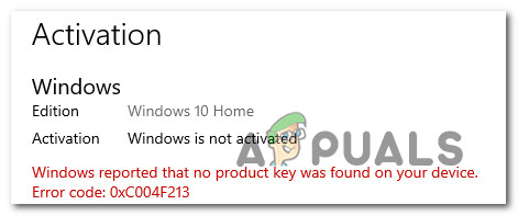 Fix Windows Activation Error 0xc004f213 On Windows 10 Appuals Com