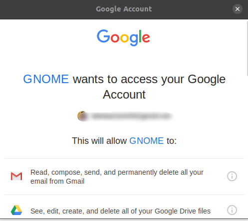 Grant Gnome access to Google