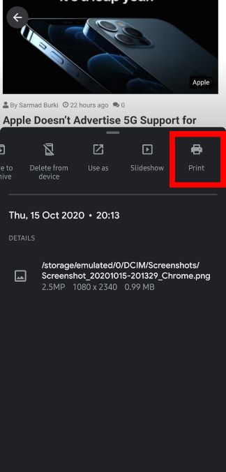 Google Photos Print Option