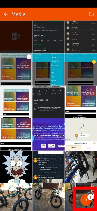 Select screenshot and proceed