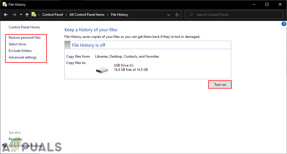 How To Enable Or Disable The File History In Windows 10? - Appuals.com