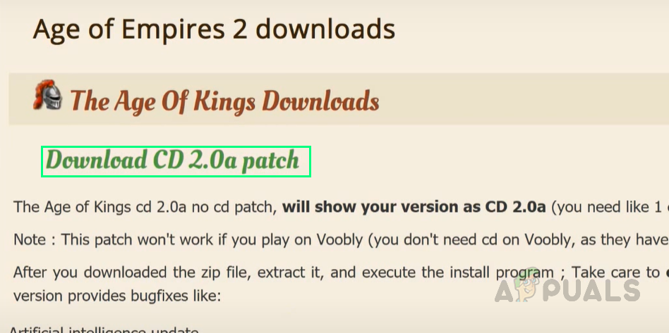 Downloading CD 2.0a Patch File
