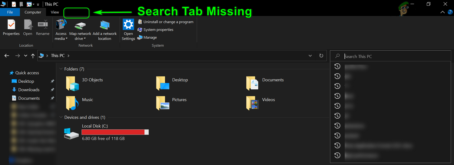 windows 10 folder disappeared