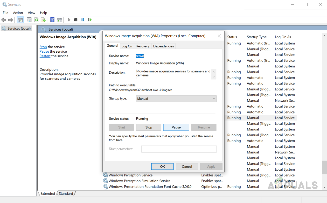 Windows image acquisition wia windows camera frame