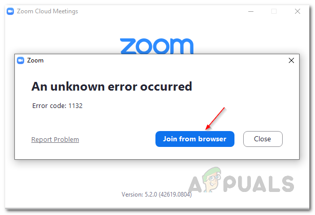 Zoom ошибка 1132 windows 8