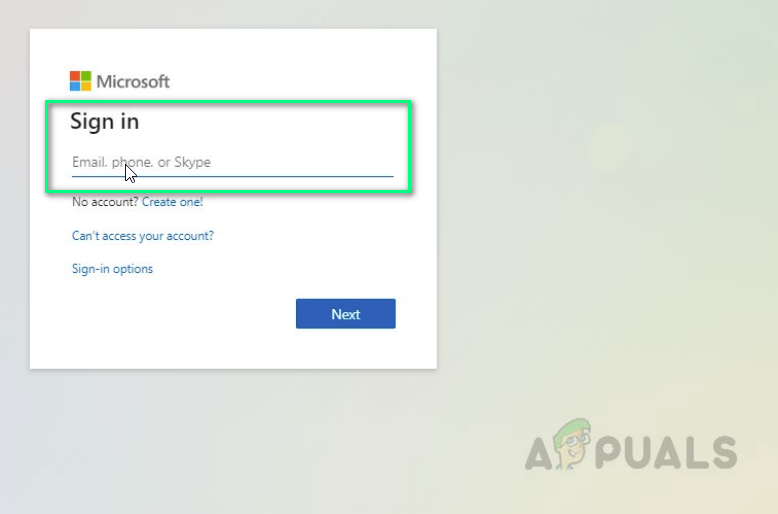 Providing Microsoft Login Credentials