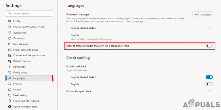 How to Disable Offer to Translate Pages in Microsoft Edge?