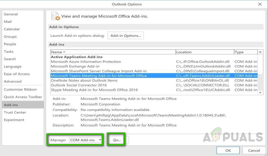 enable outlook 365 add ins