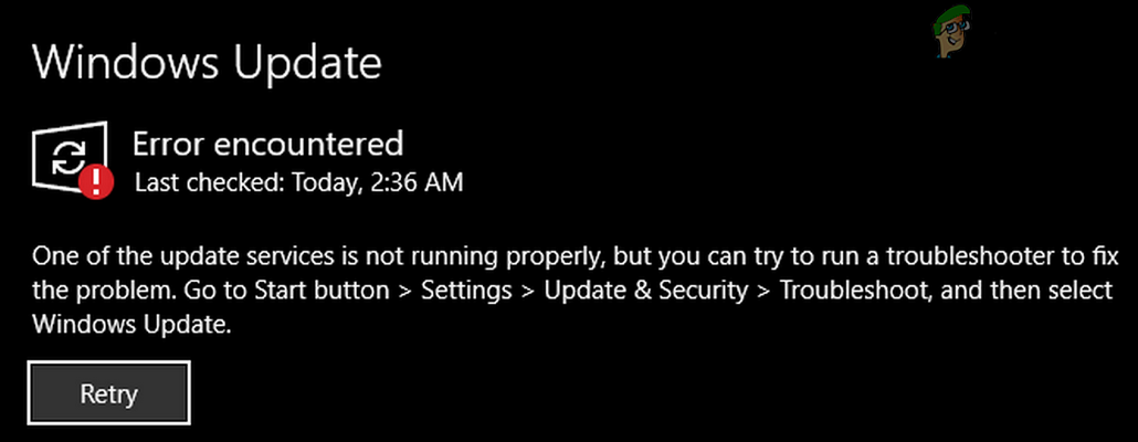 one of the update services is not running properly fix
